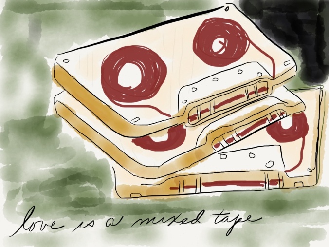 "Love is a Mixed Tape" illustration 2014 by jpbohannon (based on book cover)